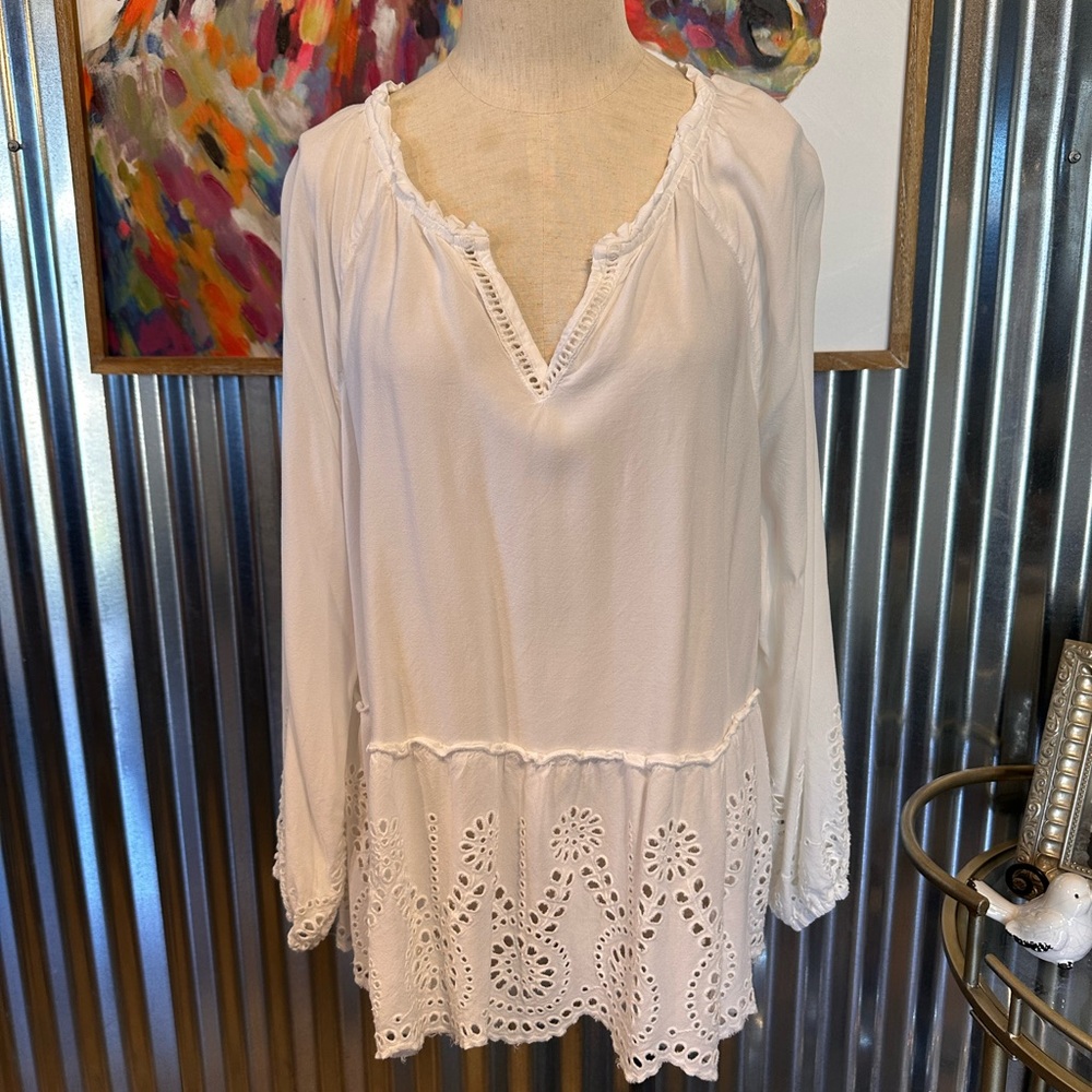White Lace Trim Women's Top